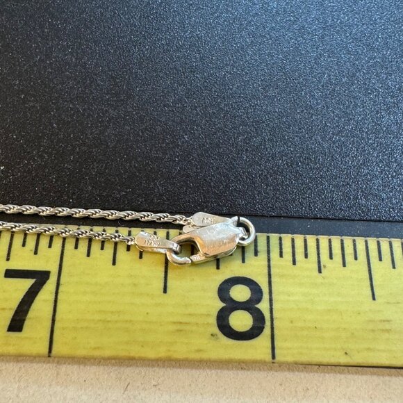 Sterling Silver 925 Green Quartz Beaded Border Pendant Necklace Size 16'' Length - Picture 7 of 8